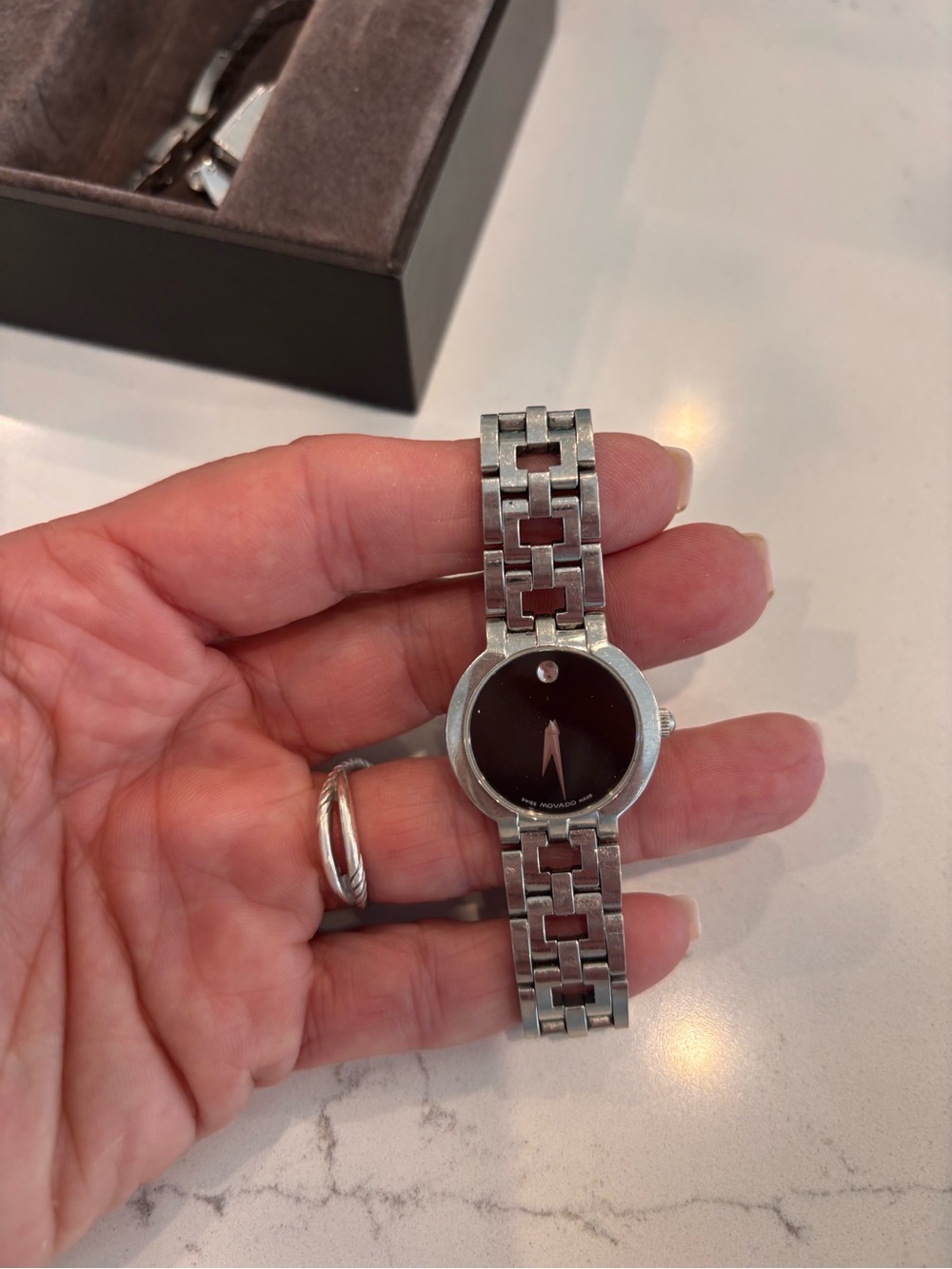 Movado Ladies Silver-Tone Museum Dial Bracelet Watch